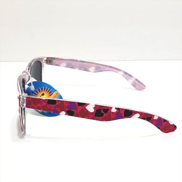 Pink Heart Print Sunglasses UV400 Retro NEW NWT - Picture 3 of 5